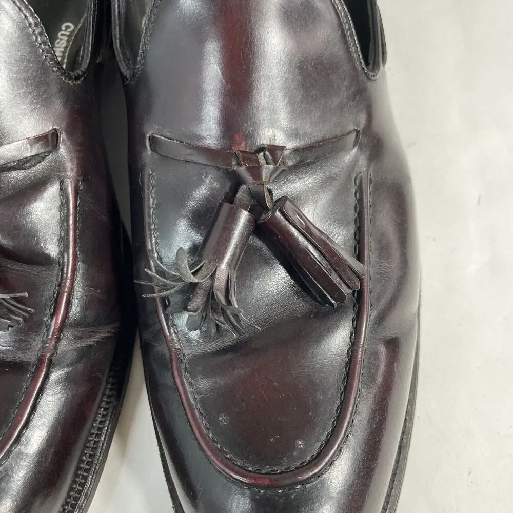French Shriner Dark Burgundy Leather Tassel Loafer Shoes Men's 10B